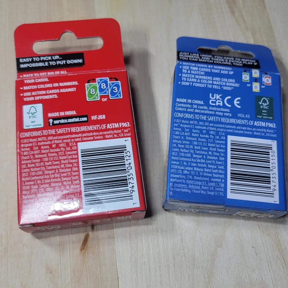 2 Travel Size Uno and Dos Go Card games